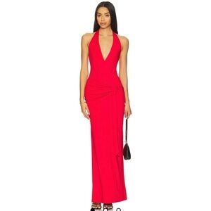 REVOLVE Vibrant Red Halter Gown